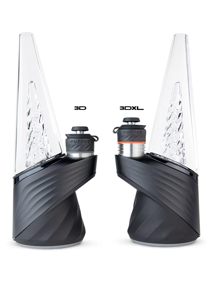 two black electronic devices, possibly electronic gadgets or devices with a similar design, placed side by side against a white background.