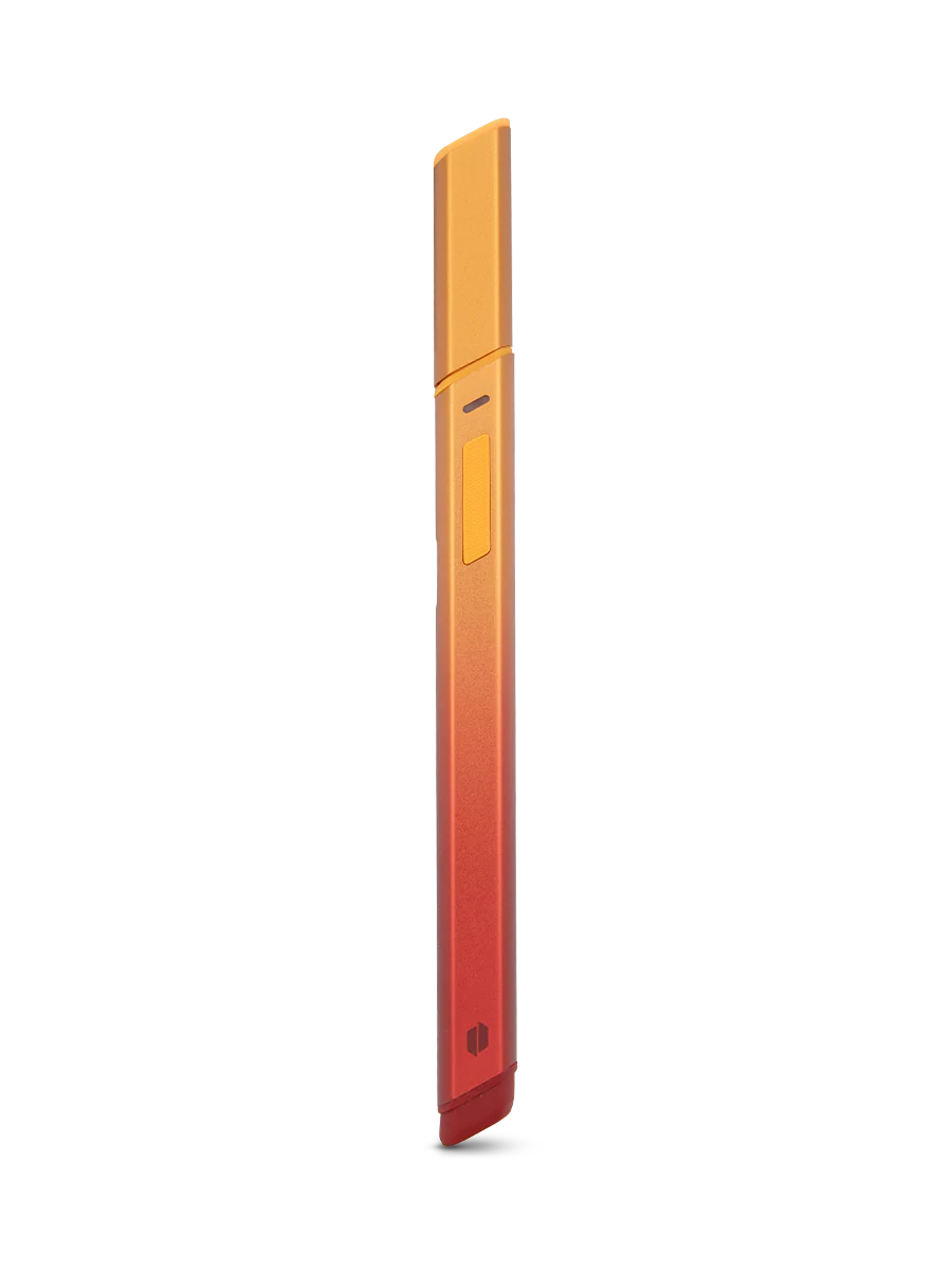 A single, upright electronic device with a yellow and orange gradient color scheme, resembling a stylized version of a smartphone or tablet.