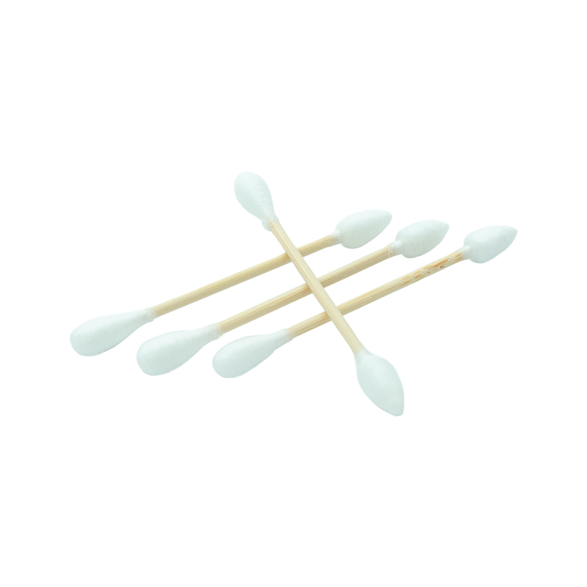 a group of white cotton swabs arranged in a cross-like pattern.