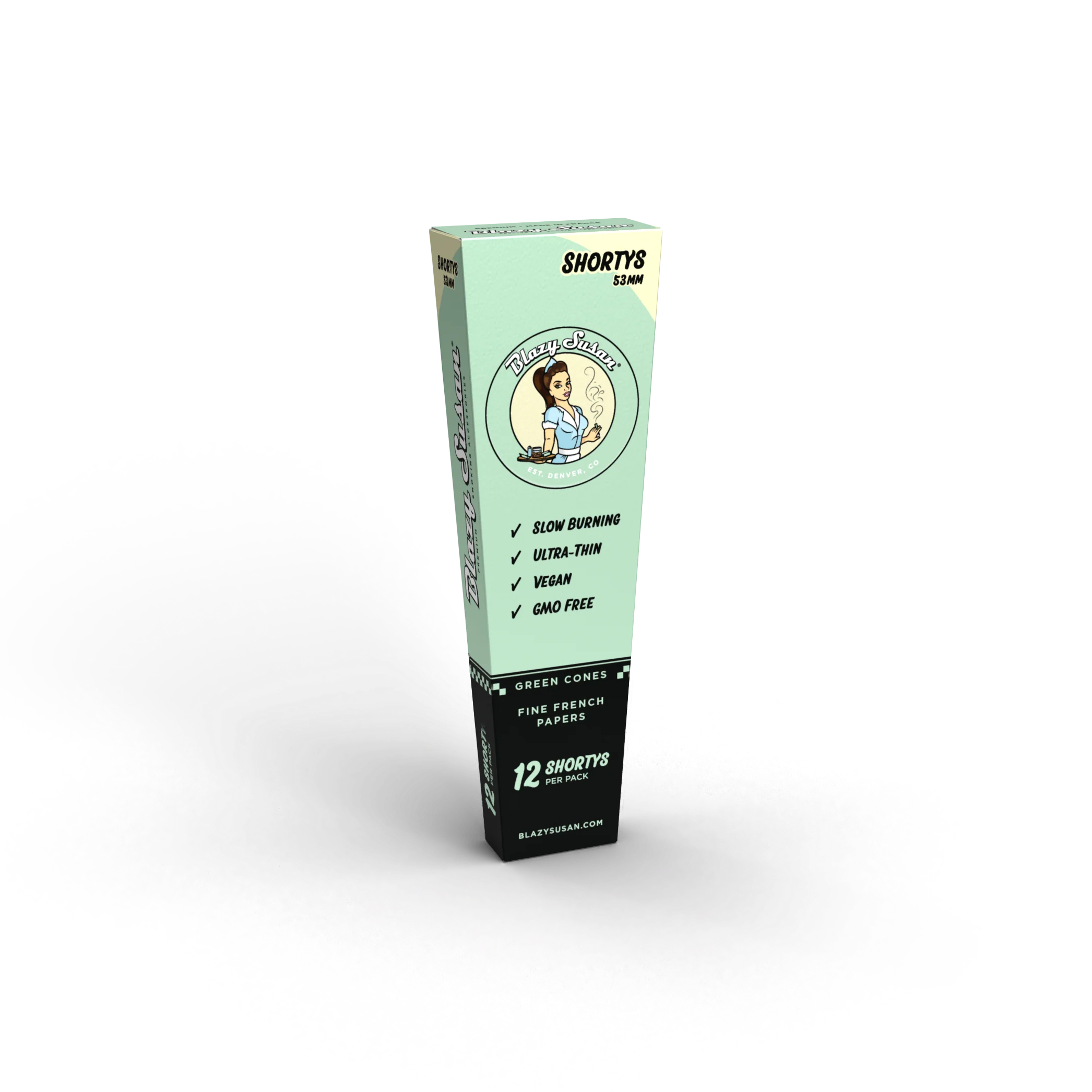 A green box with a cartoon image and text, surrounded by a black and pink speckled background.