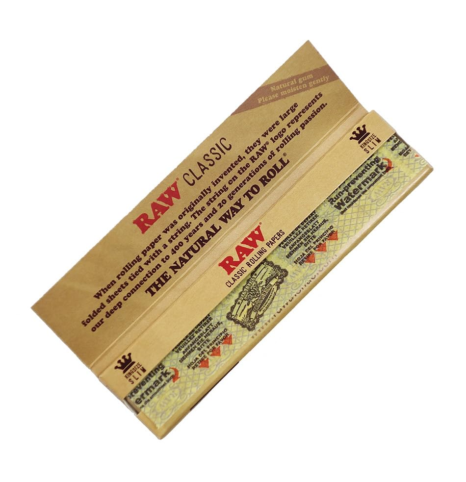 a pair of brown paper bags, likely used for rolling cigarettes, with text and logos printed on them.