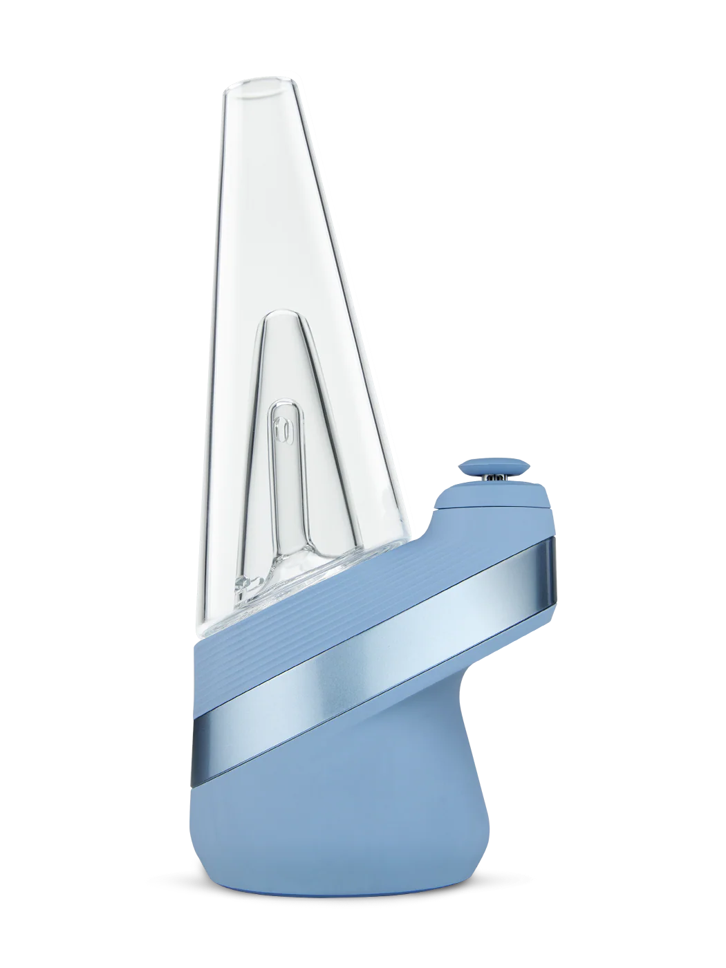 A blue and clear electronic device, possibly a water purifier or filtration system, is shown against a black background.