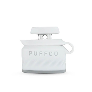 A white object with the word "PUFFCO" printed on it.