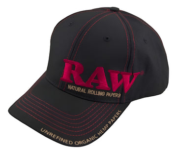 Gorra Raw Curva Negra Y Belge Letras Rojas Con Accesorios