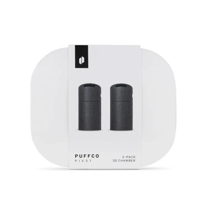a white box with a black and white design, featuring two black cylindrical objects and text indicating the contents of the box.