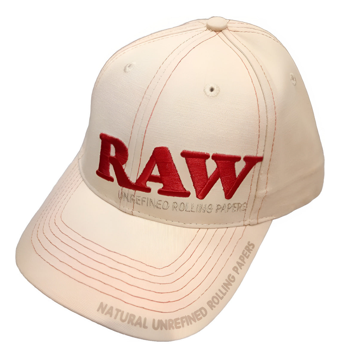 Gorra Raw Curva Negra Y Belge Letras Rojas Con Accesorios