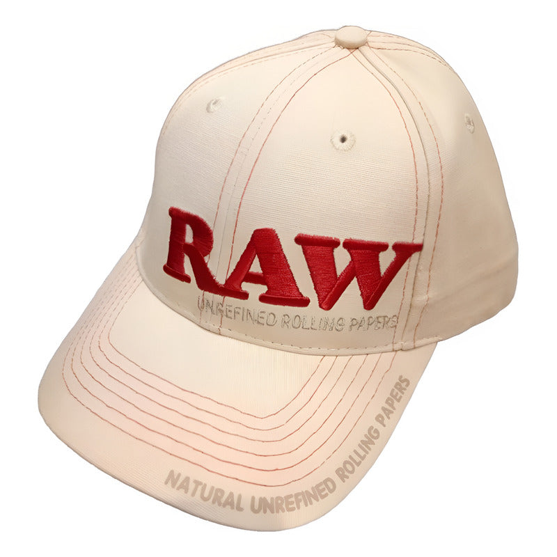 Gorra Raw Curva Negra Y Belge Letras Rojas Con Accesorios