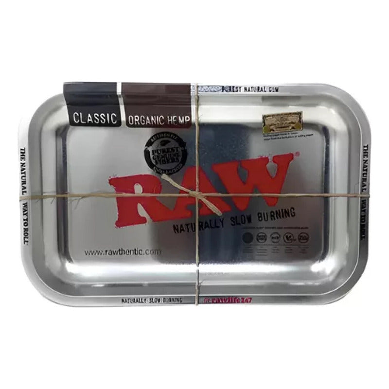 Charola Raw De  Metal Bandeja Plateada Mediana