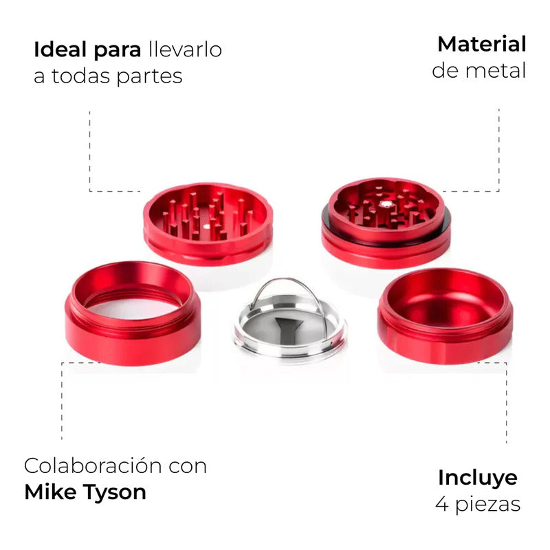 Grinder Grande  4 Piezas Rojo Futurola X Mike Tyson 2.0