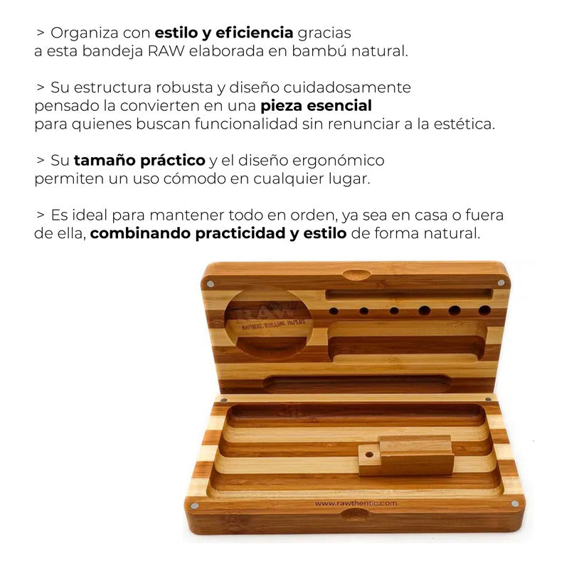Raw Bandeja De Bamboo Tray Charola Caja Con Imanes Rasta