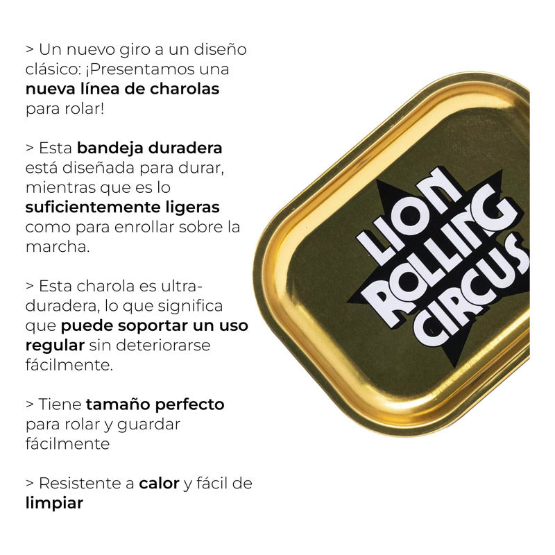Charola De Metal Chica Gold Lion Rolling Circus