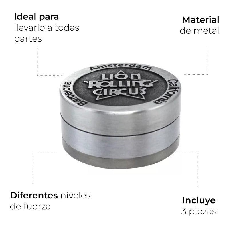 Grinder 3 Partes Aluminio 50mm Lion Rolling Circus