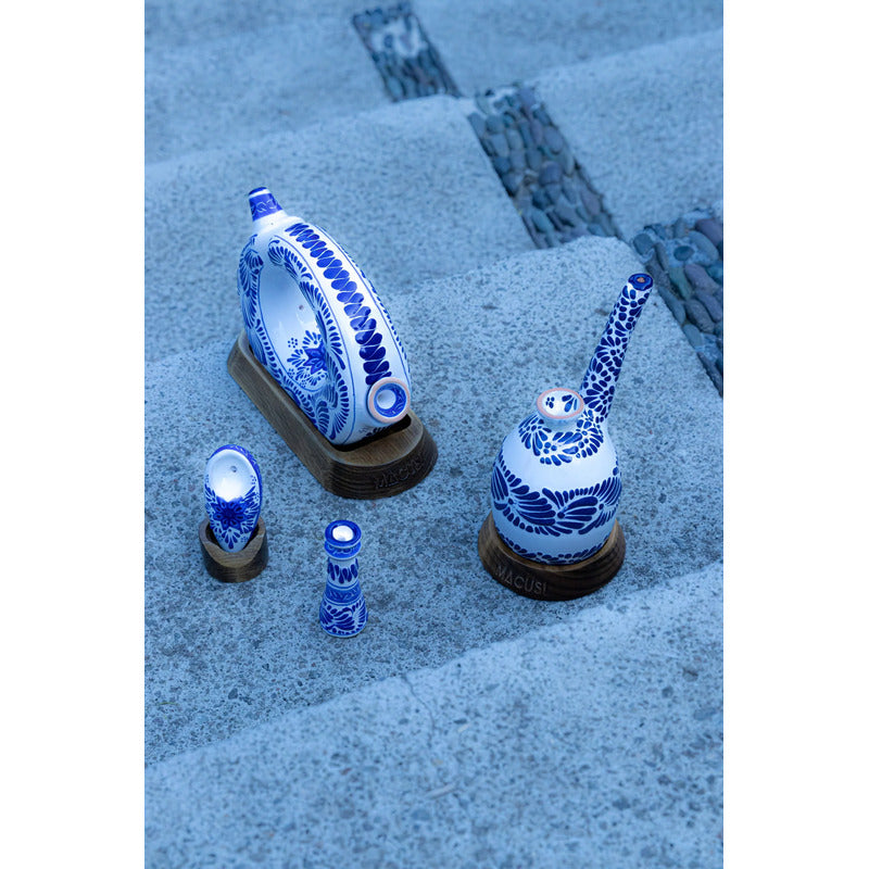 Pipa Bong Macusi Ceramica Artesanal Bubbler Talavera Azul Marino