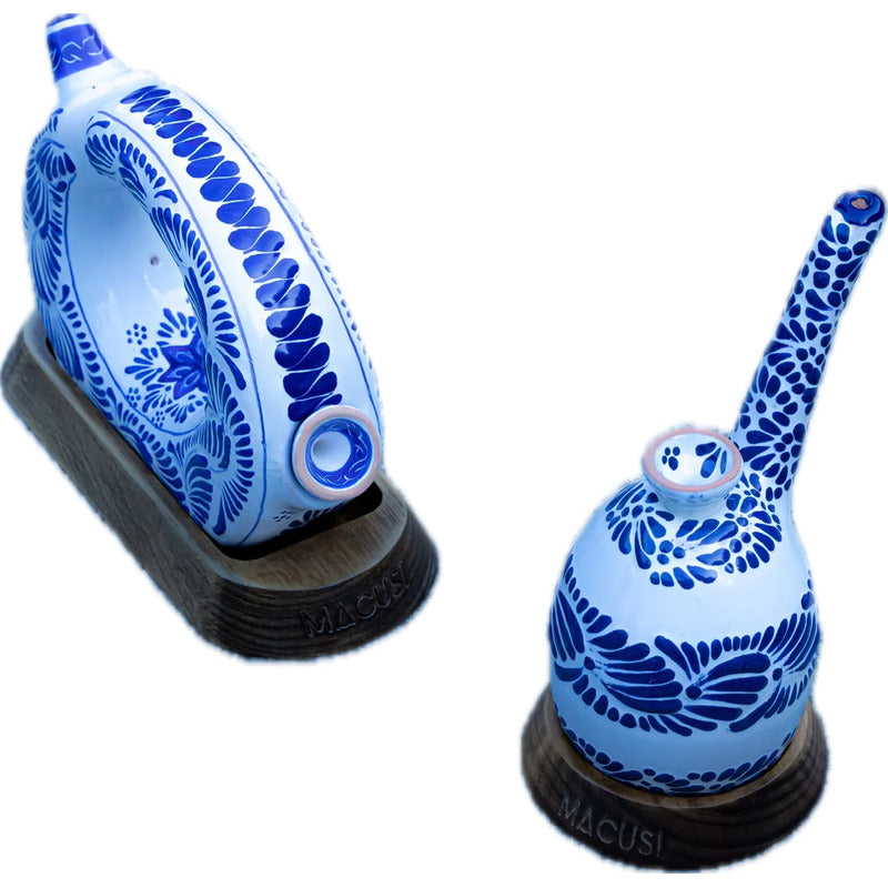 Pipa Bong Macusi Ceramica Artesanal Bubbler Talavera Azul Marino