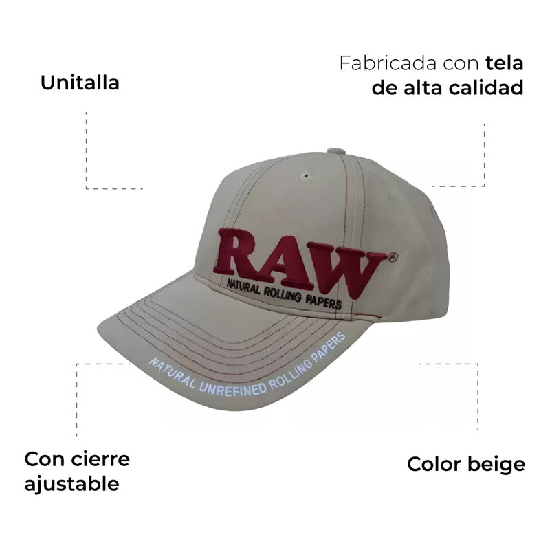 Gorra Raw Curva Negra Y Belge Letras Rojas Con Accesorios