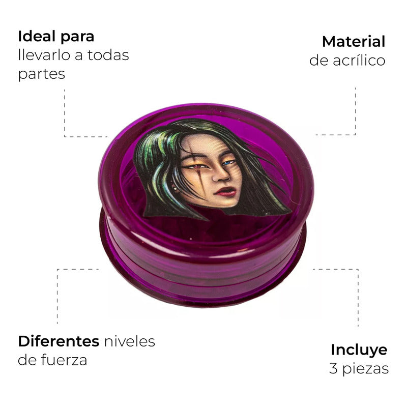 Grinder Acrilico 3 Partes 50mm Lion Rolling Circus