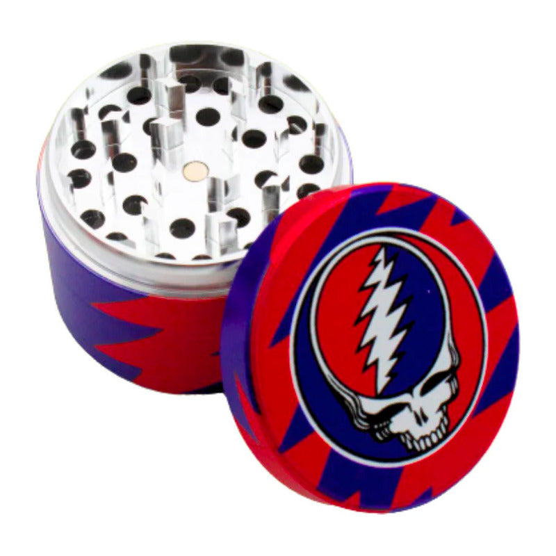 Grinder Moledor Aluminio 63.5mm Grateful Dead Blazy Susan Rojo Azul