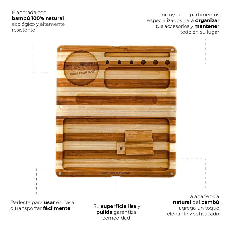 Raw Bandeja De Bamboo Tray Charola Caja Con Imanes Rasta