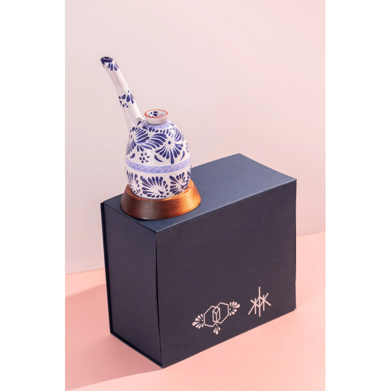 Pipa Bong Macusi Ceramica Artesanal Bubbler Talavera Azul Marino