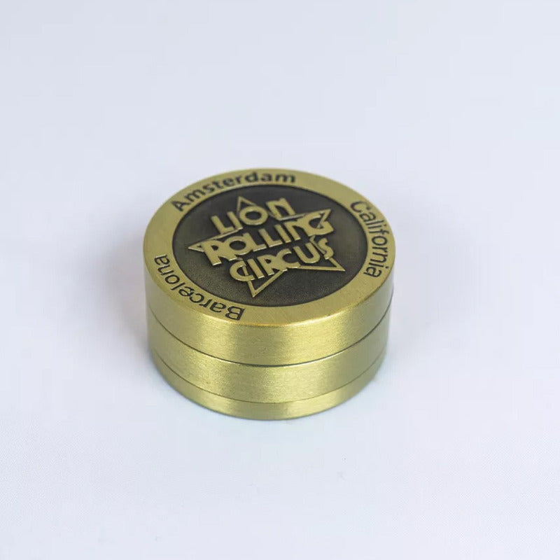 Grinder Gold 3 Partes Metal 50mm Lion Rolling Circus Dorado