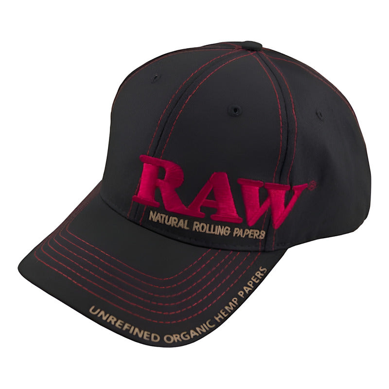 Gorra Raw Curva Negra Y Belge Letras Rojas Con Accesorios