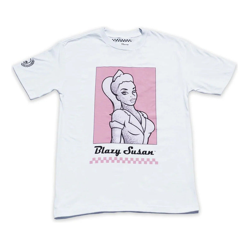 Playera Blanca Unisex Antifashion Estampa Blazy Susan