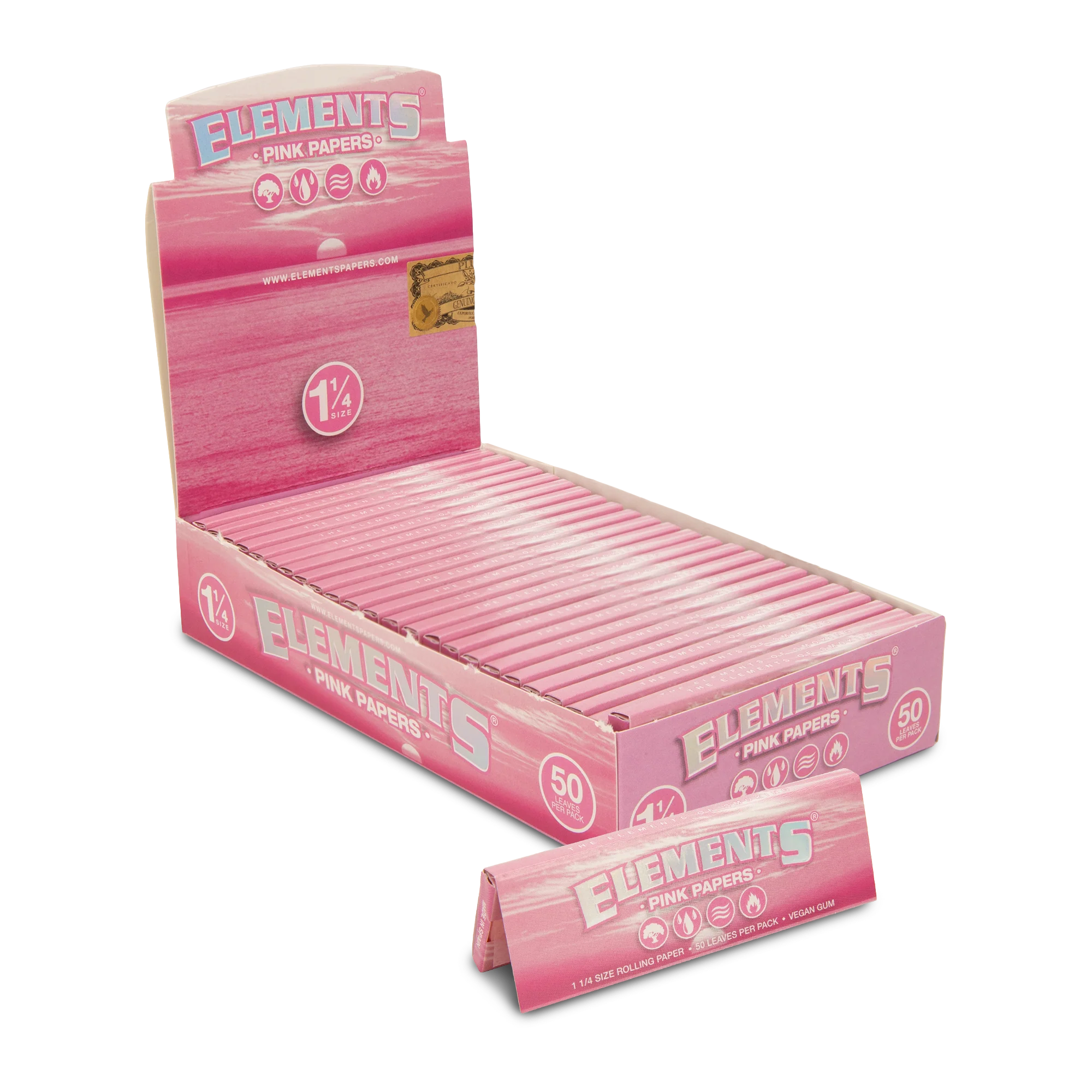 Papel de Liar 50 Hojas Por Paquete 1 1/4 RAW Elements Pink