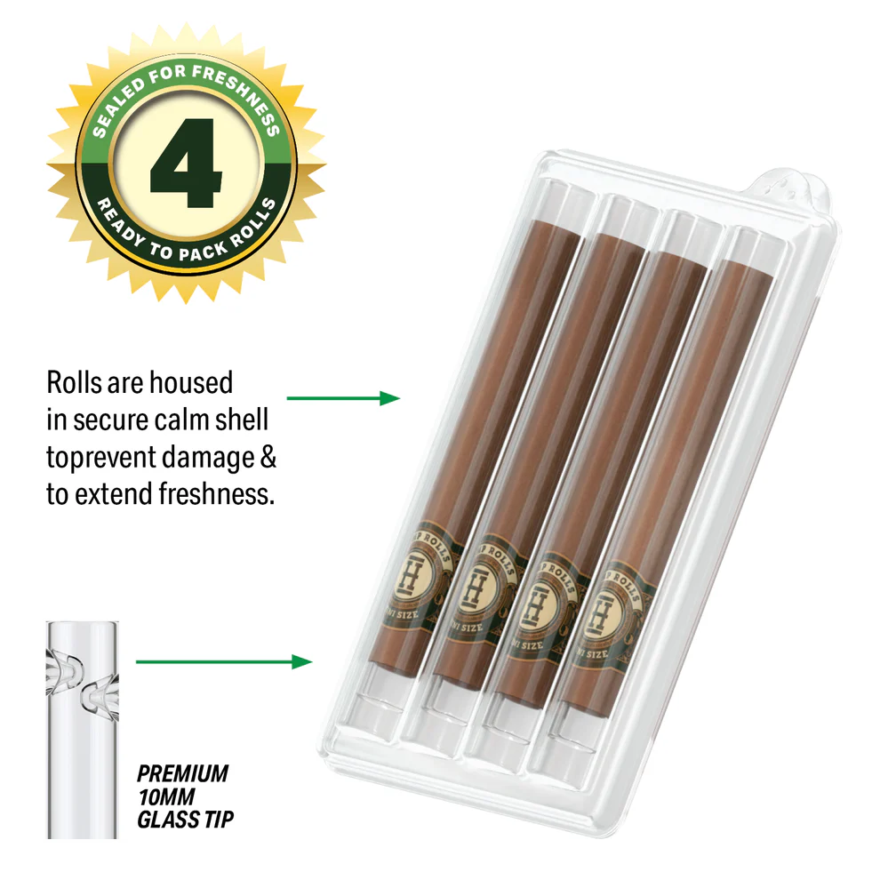 Pre-Rolled De Cañamo Mini Size Con Punta De Vidrio Paquete de 4