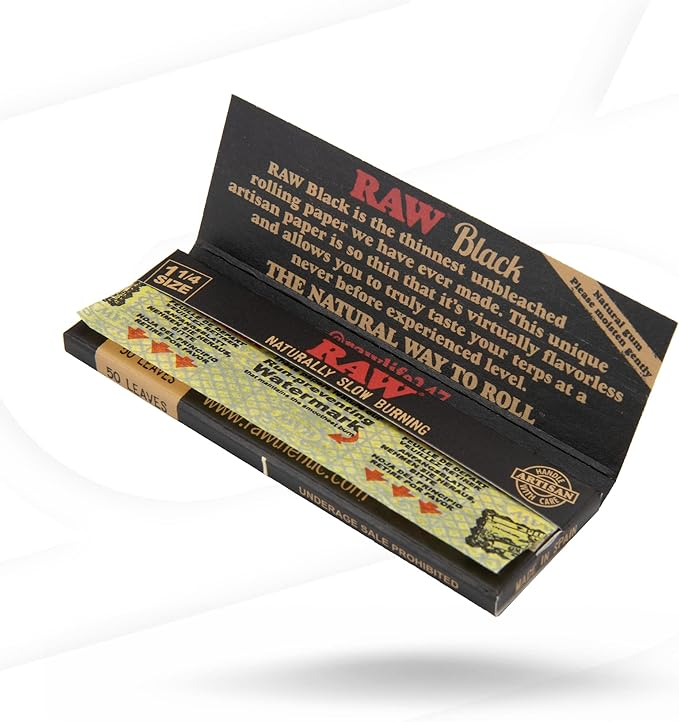 Papel De Liar Clasico Black Crudo y Sin Refinar Size 1.25 x 1 1/4 50 Und.