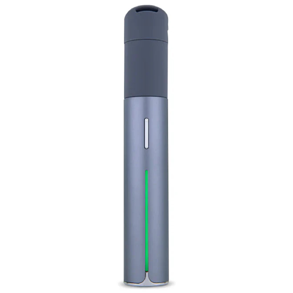A gray and green electronic device with a sleek, modern design.