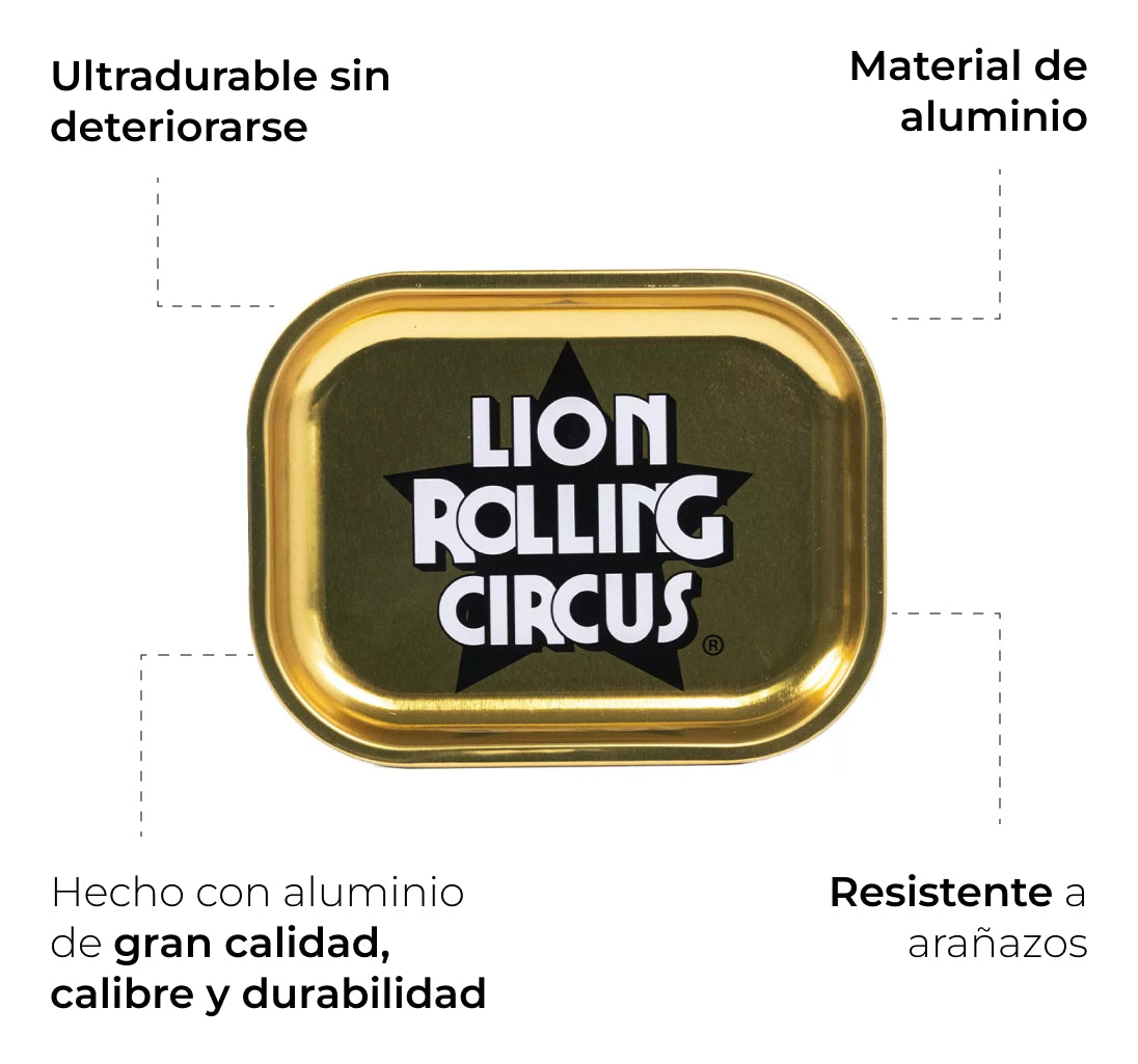 Charola Para Rolar Metal Chica Gold Lion Rolling Circus