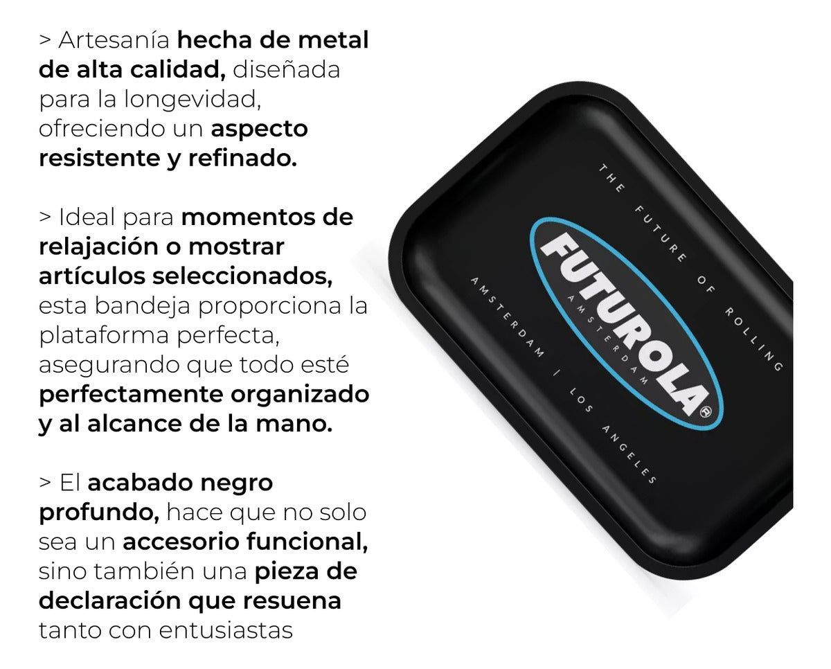 Charola Para Rolar Metal Bandeja Futurola Mediana Negra