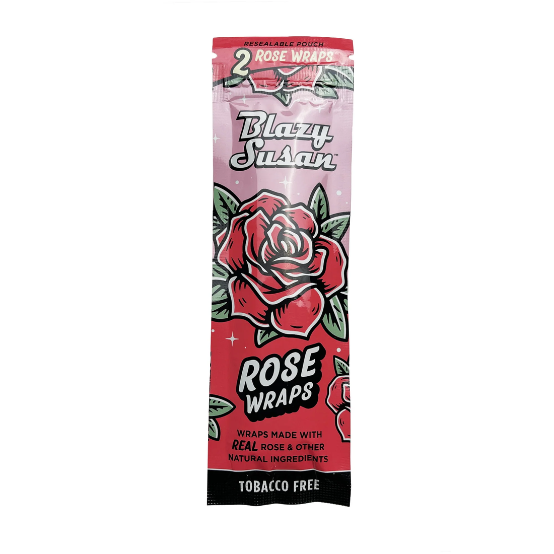 A package of rose wraps, featuring a pink and red color scheme with a rose design.