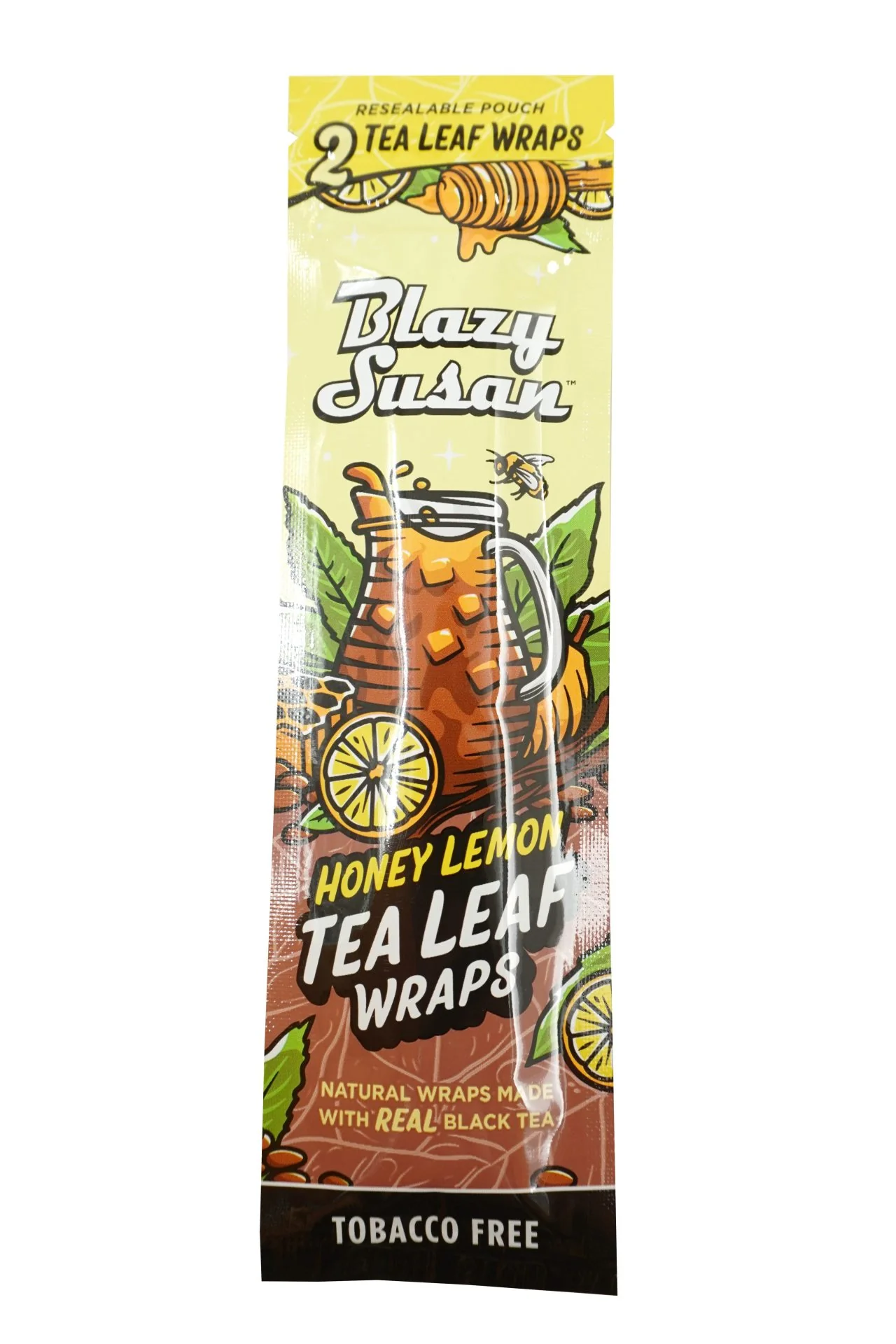 The image is a product packaging for "Blazzy Susan Honey Lemon Tea Leaf Wraps".